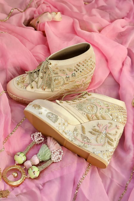 Tiesta Masaba Embroidered Sneaker Platform Wedges 