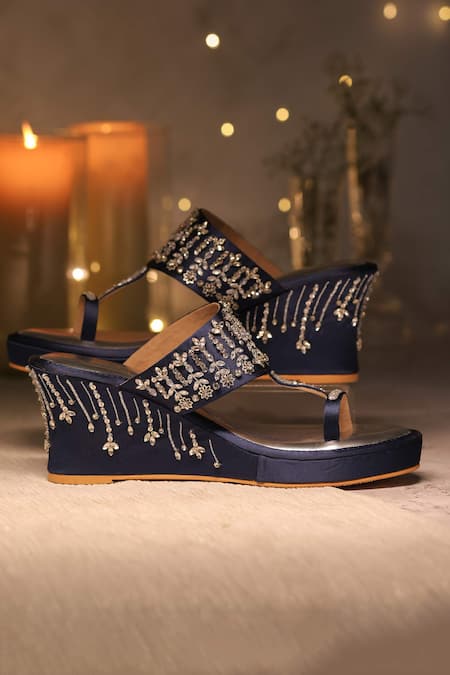 House Of Vian Sitarah Floral Embellished Wedges 