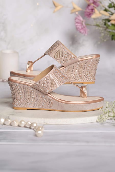 House Of Vian Rose Embellished Wedges 