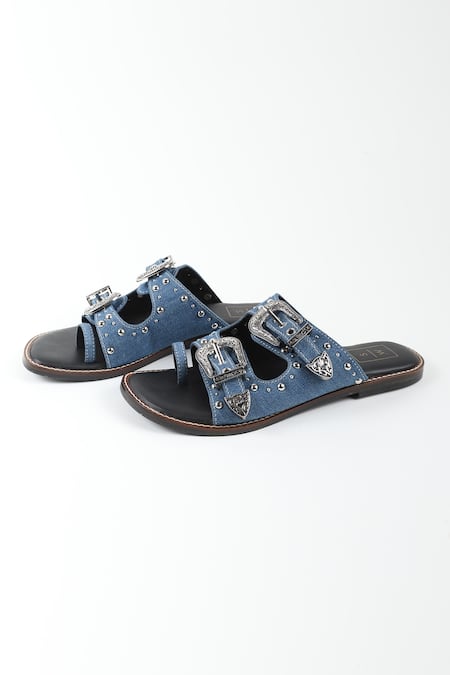 Shop Sandalwali Silver Studs Noreen Metallic Embellished Flats at Aza Fashions Shop_Sandalwali_Silver Studs Noreen Metallic Embellished Flats _at_Aza_Fashions