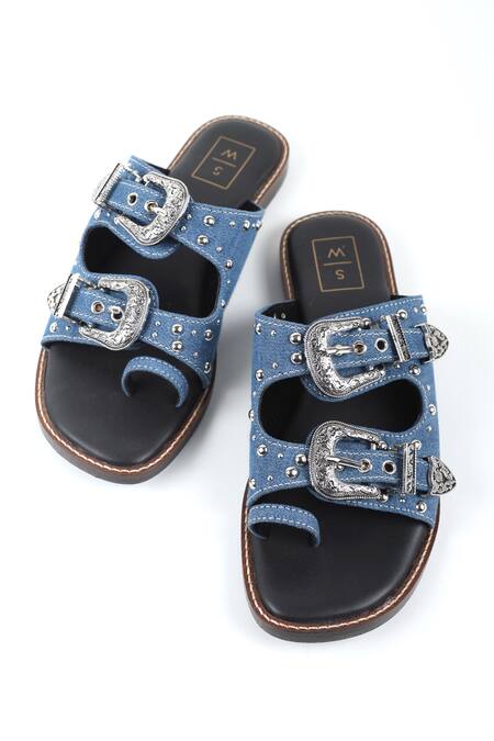 Sandalwali Silver Studs Noreen Metallic Embellished Flats Online at Aza Fashions Sandalwali_Silver Studs Noreen Metallic Embellished Flats _Online_at_Aza_Fashions