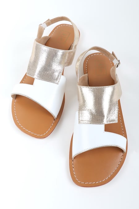 Sandalwali Cassie Metallic Color Blocked Sandals 