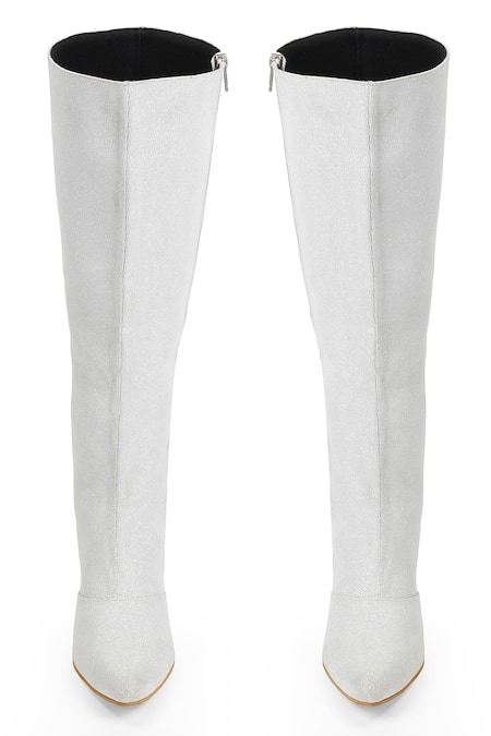 Zori World_Silver Embroidery Snowflake Sparkling Boots _Online_at_Aza_Fashions