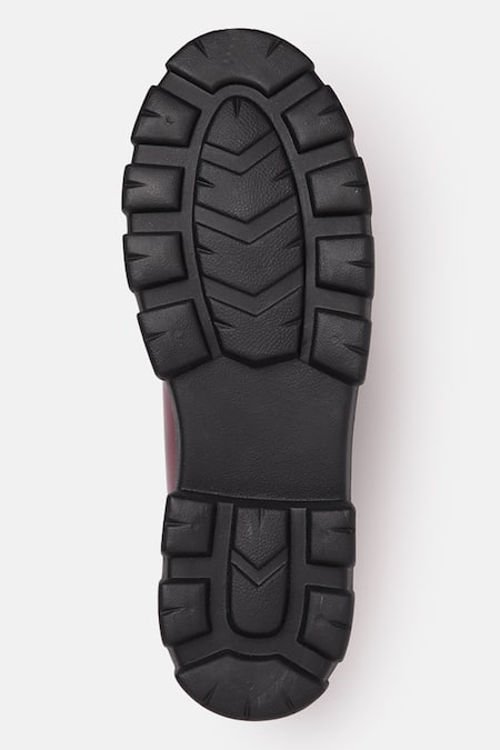 Zori World_Maroon Horsebit Round Toe Loafers _Online_at_Aza_Fashions