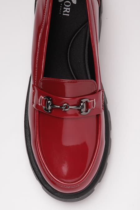 Shop_Zori World_Maroon Horsebit Round Toe Loafers 