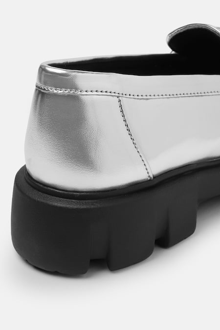 Buy_Zori World_Silver Moment Horsebit Loafers _Online_at_Aza_Fashions
