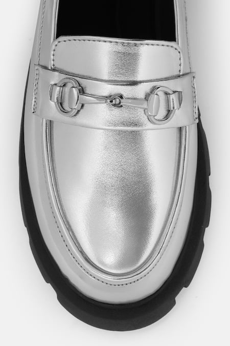 Shop_Zori World_Silver Moment Horsebit Loafers _Online_at_Aza_Fashions