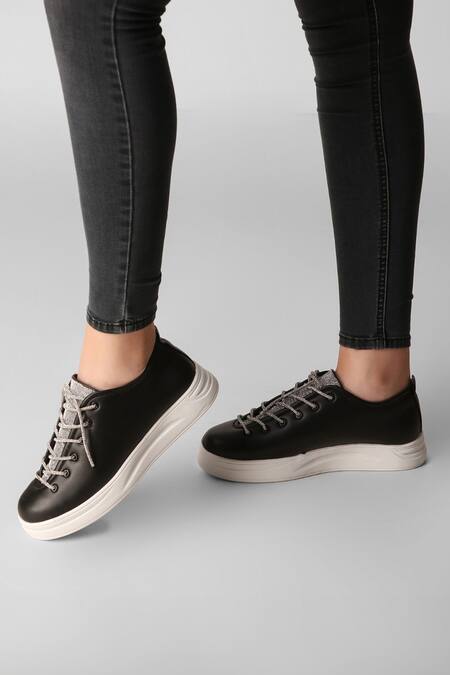 Zori World_Black Athena Sequin Embellished Sneakers _Online_at_Aza_Fashions