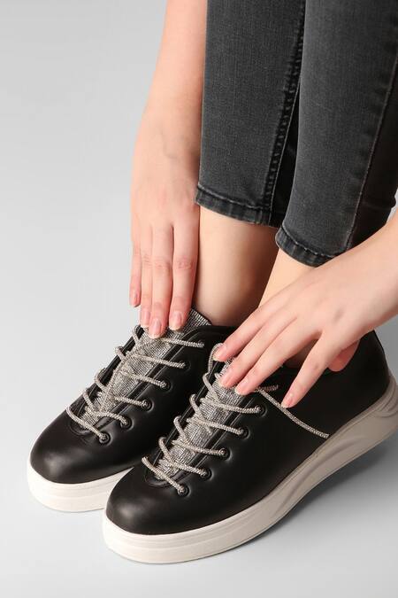 Buy_Zori World_Black Athena Sequin Embellished Sneakers 