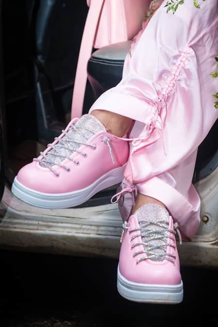 Zori World_Pink Athena Embellished Sneakers _Online_at_Aza_Fashions