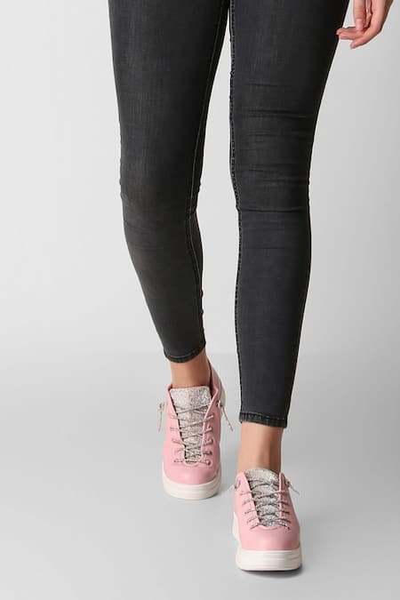 Zori World_Pink Athena Embellished Sneakers _at_Aza_Fashions