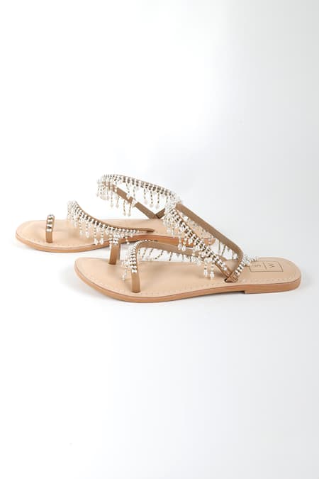 Sandalwali Soha Pearl Beads Embellished Sandals 
