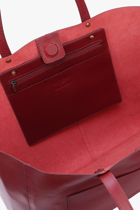 Tan & Loom_Maroon Plain Old Fashioned Tote Bag_at_Aza_Fashions