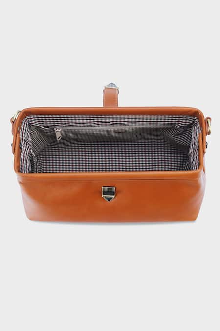 Tan & Loom_Brown Plain Doctors Sling Bag _Online_at_Aza_Fashions