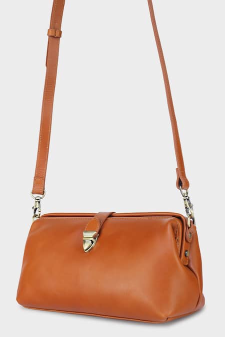 Shop_Tan & Loom_Brown Plain Doctors Sling Bag _Online_at_Aza_Fashions
