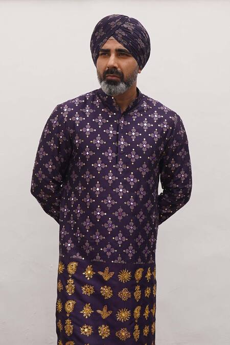 Mayyur Girotra Couture Printed Silk Kurta & Pant Set 