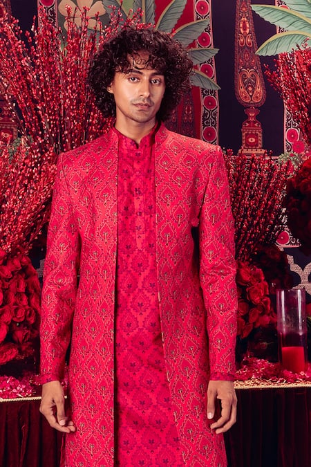 Mayyur Girotra Couture Floral Embroidered Jacket Kurta Set 