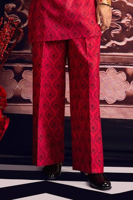 Mayyur Girotra Couture_Beige Linen Printed Abstract Jacket Pant Set  _Online_at_Aza_Fashions