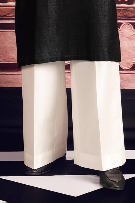 Buy_Mayyur Girotra Couture_Black Silk, Cotton Sequins Embroidered Kurta And Pant Set _Online_at_Aza_Fashions