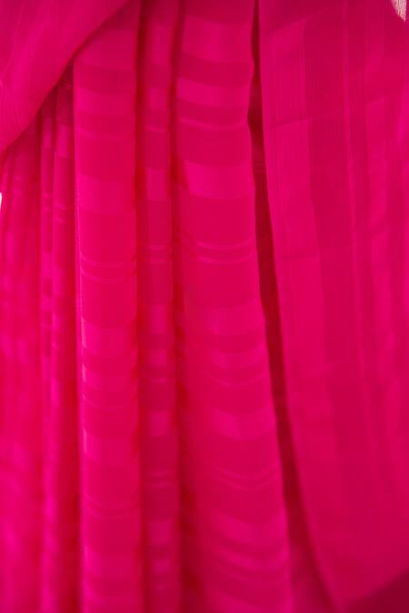 Buy Sacred Weaves Pink Satin, Georgette, Silk Tassels Handloom Stripe Pattern Saree Buy_Sacred Weaves_Pink Satin, Georgette, Silk Tassels Handloom Stripe Pattern Saree