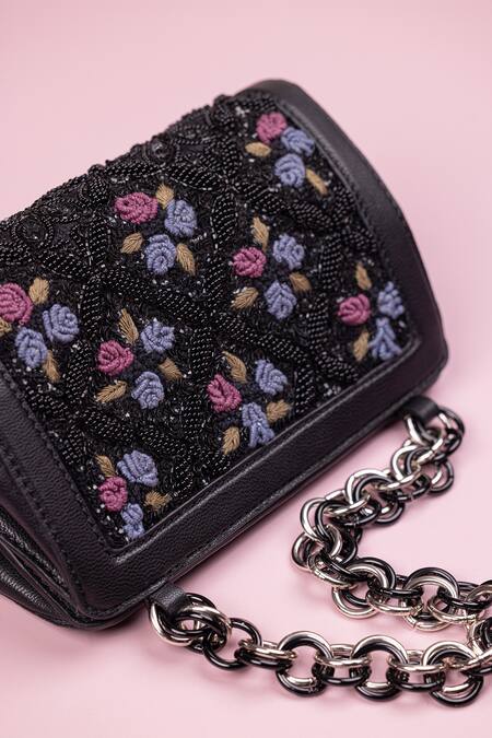 The Leather Garden_Black Beads Adia Hand Embroidered _Online_at_Aza_Fashions