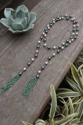 Shop Do Taara Grey Onyx Embellished Tassel Necklace at Aza Fashions Shop_Do Taara_Grey Onyx Embellished Tassel Necklace _at_Aza_Fashions