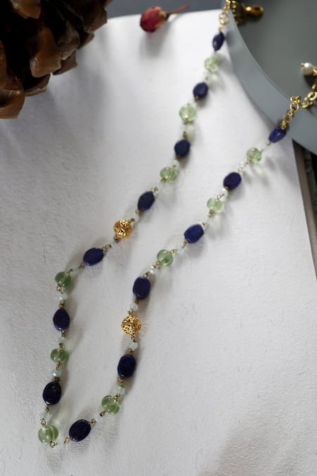 Shop Do Taara Multi Color Stone Embellished Necklace at Aza Fashions Shop_Do Taara_Multi Color Stone Embellished Necklace _at_Aza_Fashions