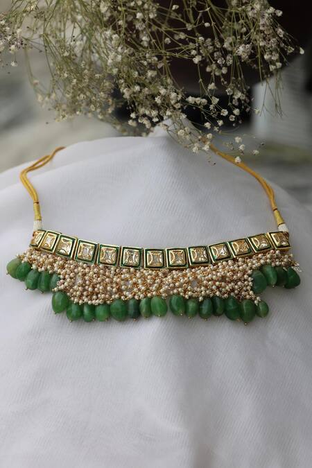 Do Taara_Gold Plated Kundan Embellished Choker _Online_at_Aza_Fashions