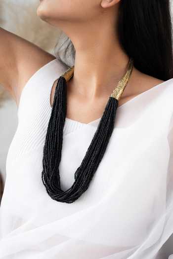 Do Taara_Black Multi Layered Bead Necklace _Online_at_Aza_Fashions