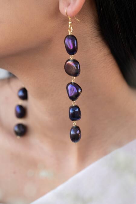 Do Taara_Purple Beads Drop Earrings_Online_at_Aza_Fashions