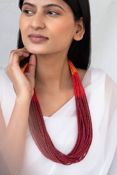 Buy_Do Taara_Multi Color Ombre Beads Embellished Necklace _Online_at_Aza_Fashions