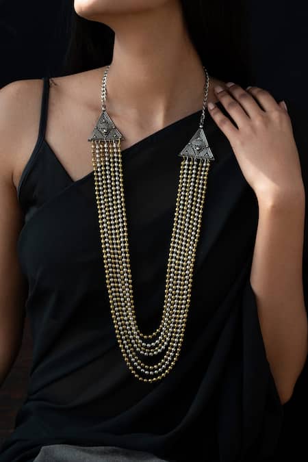 Do Taara_Silver Plated Bohemian Beaded Necklace _Online_at_Aza_Fashions