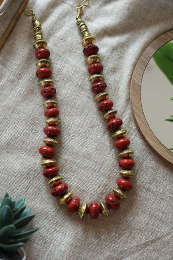 Shop Do Taara Orange Bohemian Contrast Beaded Necklace at Aza Fashions Shop_Do Taara_Orange Bohemian Contrast Beaded Necklace _at_Aza_Fashions