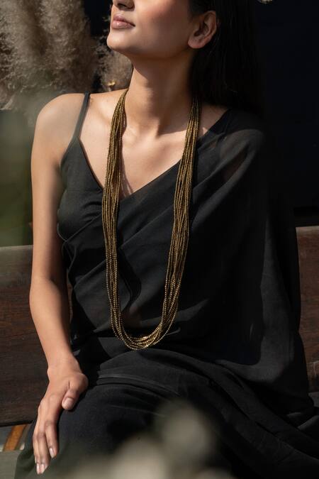 Do Taara_Gold Plated Layered Beads Embellished Long Necklace_Online_at_Aza_Fashions