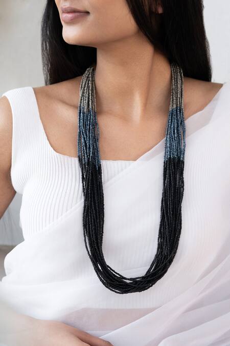 Do Taara_Black Ombre Effect Beaded Necklace _Online_at_Aza_Fashions