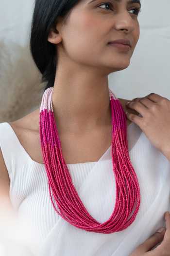 Do Taara Pink Two Tone Beads Embellished Necklace Online at Aza Fashions Do Taara_Pink Two Tone Beads Embellished Necklace _Online_at_Aza_Fashions