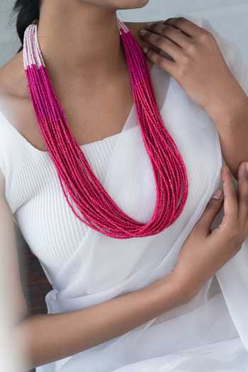Buy Do Taara Pink Two Tone Beads Embellished Necklace Online at Aza Fashions Buy_Do Taara_Pink Two Tone Beads Embellished Necklace _Online_at_Aza_Fashions