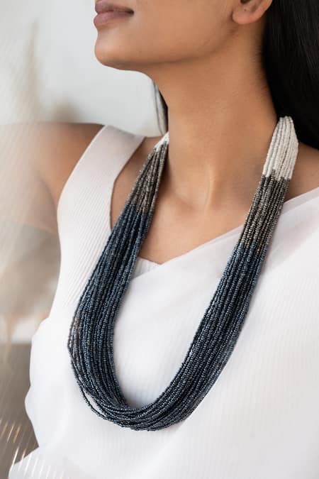 Do Taara Blue Ombre Effect Layered Necklace Online at Aza Fashions Do Taara_Blue Ombre Effect Layered Necklace _Online_at_Aza_Fashions