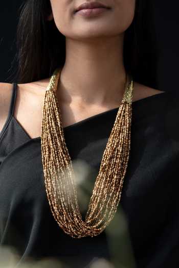 Do Taara Brown Color Block Layered Necklace Online at Aza Fashions Do Taara_Brown Color Block Layered Necklace _Online_at_Aza_Fashions