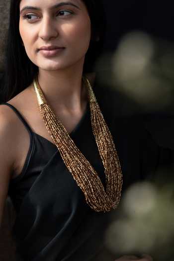 Buy Do Taara Brown Color Block Layered Necklace Online at Aza Fashions Buy_Do Taara_Brown Color Block Layered Necklace _Online_at_Aza_Fashions