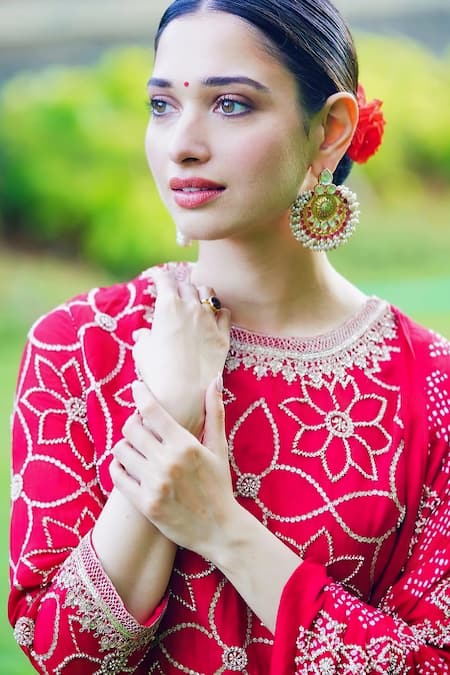 Sangeeta Boochra_Gold Plated Pearls, Stones Embellished Chandbalis _Online_at_Aza_Fashions