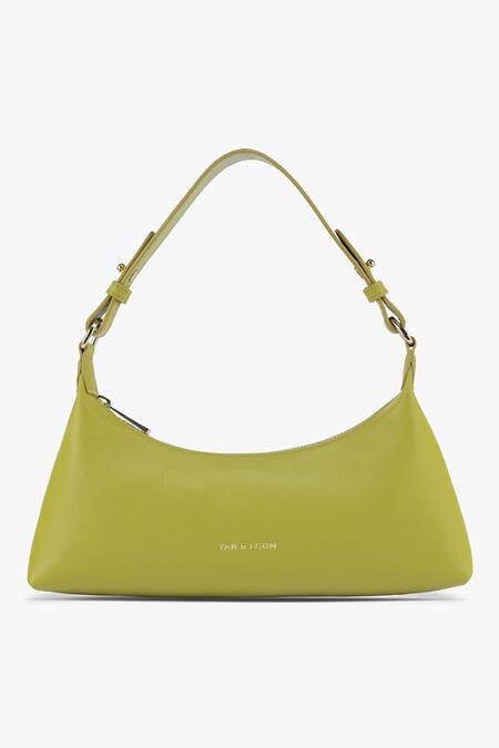 Buy Tan & Loom Green Nappa Leather Skinny Baguette Bag Online at Aza Fashions Buy_Tan & Loom_Green Nappa Leather Skinny Baguette Bag _Online_at_Aza_Fashions