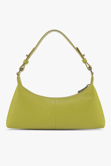 Shop Tan & Loom Green Nappa Leather Skinny Baguette Bag Online at Aza Fashions Shop_Tan & Loom_Green Nappa Leather Skinny Baguette Bag _Online_at_Aza_Fashions