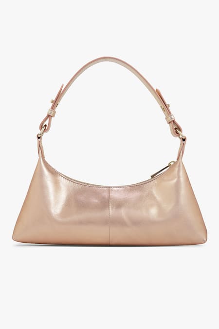 Tan & Loom Pink Plain Skinny Metallic Baguette Bag Online at Aza Fashions Tan & Loom_Pink Plain Skinny Metallic Baguette Bag_Online_at_Aza_Fashions