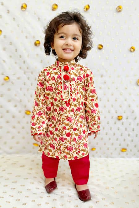 Byb Premium Multi Color Pure Cotton Printed Floral Jaipuri Kurta And Pyjama Set 