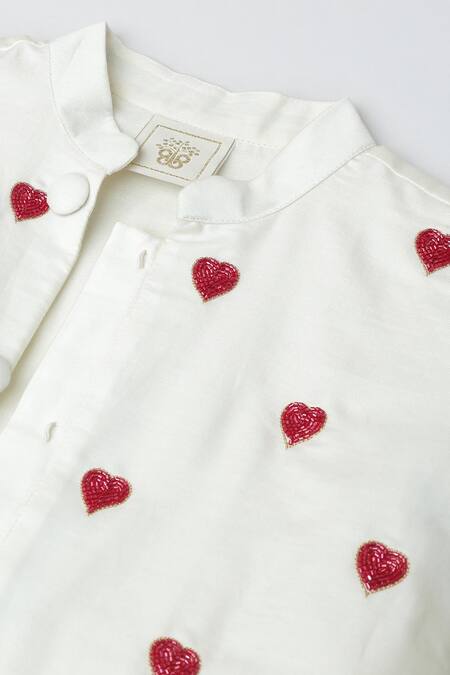 Buy_Byb Premium_White Cotton Beads Heart Embroidered Kurta Set 