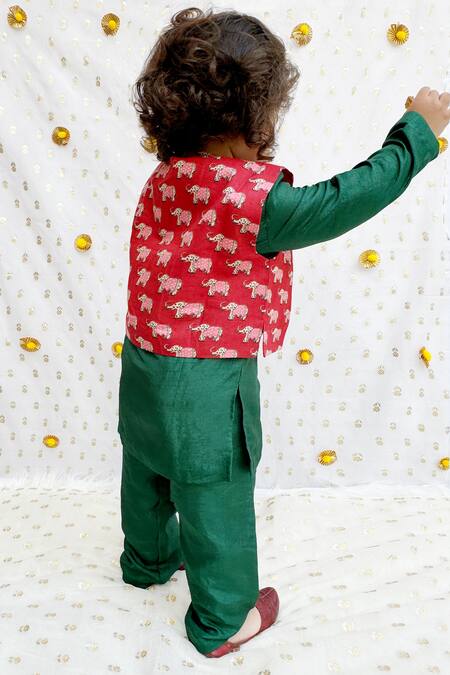 Buy Byb Premium Green Cotton Pearls Jaipuri Elephant Print Bundi Set Online at Aza Fashions Buy_Byb Premium_Green Cotton Pearls Jaipuri Elephant Print Bundi Set _Online_at_Aza_Fashions