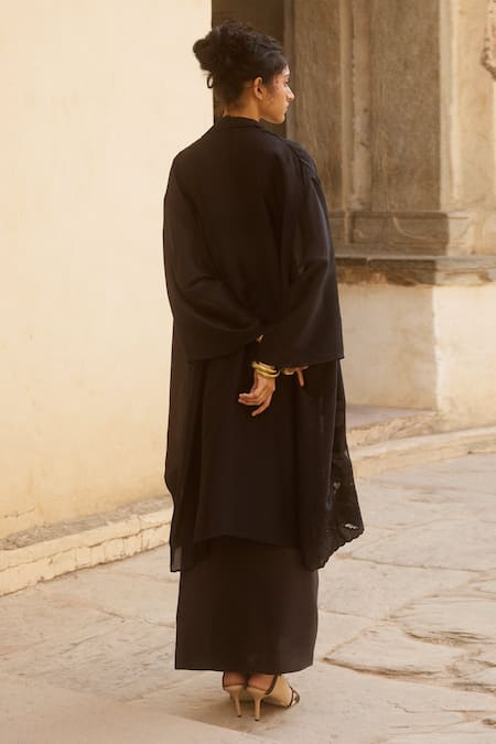 Paulmi And Harsh Tonal Embroidered Jacket Skirt Set 