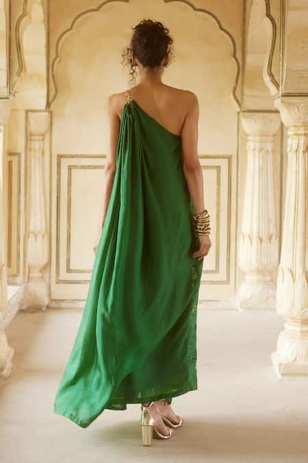 Paulmi And Harsh Flower Embroidered Panel Dress 