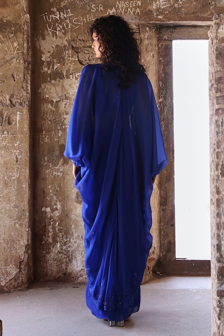 Seema Thukral Blue Georgette Beads, Sequins, Embroidery Sweetheart Myra Resham Cape Skirt Set Online at Aza Fashions Seema Thukral_Blue Georgette Beads, Sequins, Embroidery Sweetheart Myra Resham Cape Skirt Set _Online_at_Aza_Fashions